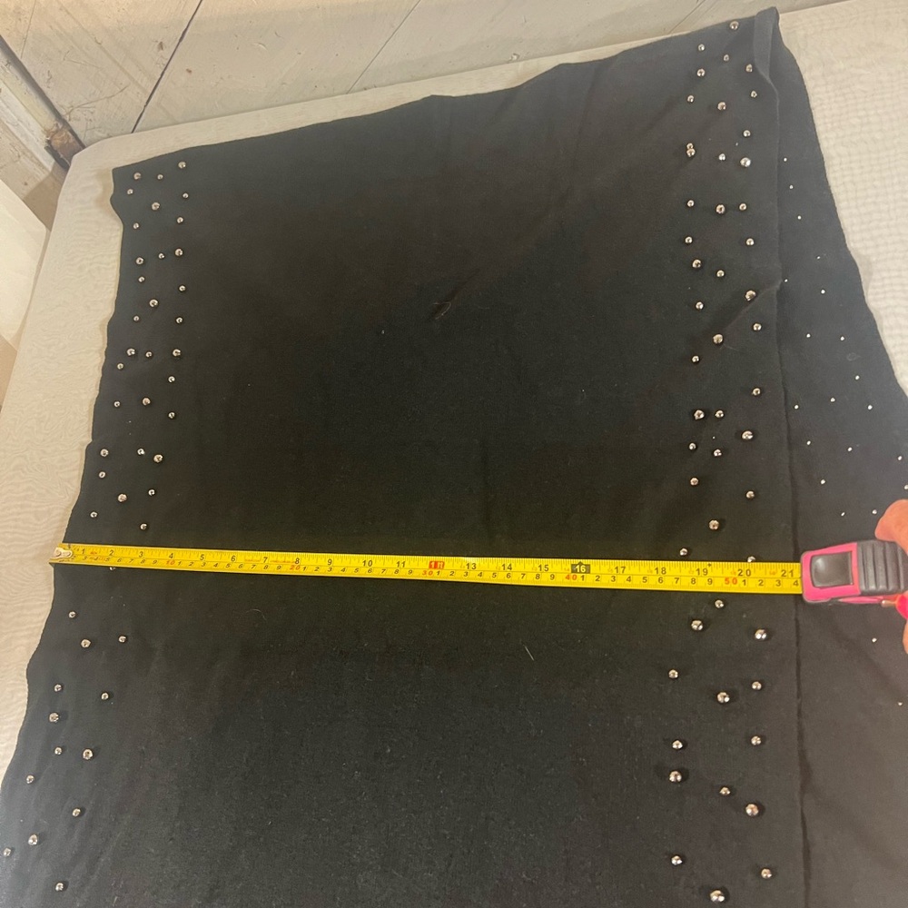 Pia Rossini Elegant Black Beaded Scarf / Wrap  70 inches long by 21 inches wide